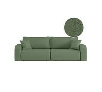 Canapé droit 3 places ALYA convertible en tissu bouclette - Vert