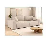 Canapé droit 3 places ALYA convertible en velours côtelé - Beige