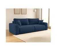 Canapé droit 3 places ALYA convertible en velours côtelé - Bleu foncé