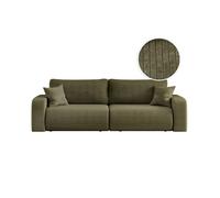 Canapé droit 3 places ALYA convertible en velours côtelé - Vert kaki