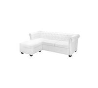 Canapé Chesterfield En Forme De L Cuir Synthétique Blanc Blanc