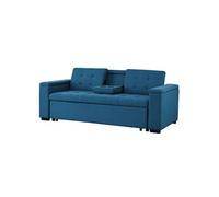 Canape droit 3 places en lin bleu 85 x 203 x 85 cm