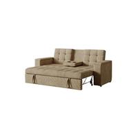 Canape droit 3 places en polyester beige 102 x 208.5 x 84 cm