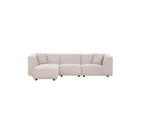 Canapé 3 places + 1 pouf modulable velours côtelé beige MONROE