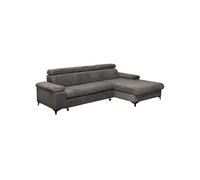 MARCEAU - Canapé Méridienne Droite 3 Places Convertible Tissu Gris Foncé - Altobuy gris