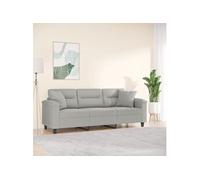 Canape droit 3 places en polyester gris 77 x 210 x 80 cm