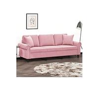 Canape droit 3 places en polyester rose 77 x 212 x 80 cm