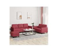 Canape droit 3 places en polyester rouge 77 x 140 x 80 cm