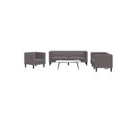 vidaXL Ensemble de canapé Chesterfield 2 pièces noir similicuir