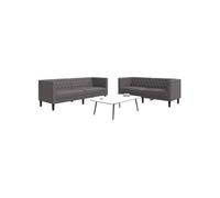 vidaXL Ensemble de canapé Chesterfield en similicuir gris 2 pcs