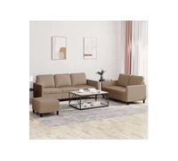 Canape droit 3 places en simili-cuir marron 77 x 140 x 80 cm