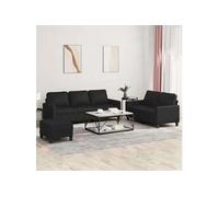 Canape droit 3 places en simili-cuir noir 138 x 138 x 41 cm