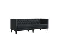 Vidaxl Canapé À 3 Places Chesterfield Noir Similicuir Noir