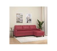 Canapé à 3 places repose-pieds Rouge bordeaux 180 cm Similicuir, canapé, canapé avec repose-pieds, canapé trois places, canapé 3 places