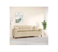 vidaXL Canapé 3 places avec oreillers crème 180 cm tissu microfibre