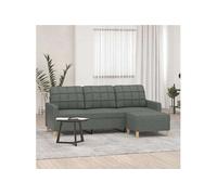 vidaXL Canapé à 3 places avec repose-pieds Gris foncé 180 cm Tissu, canapé, canapé avec repose-pieds, canapé trois places, 3201002