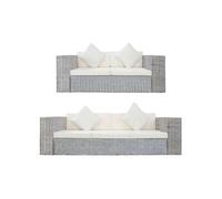 Canape droit 3 places en tissu gris 61 x 200 x 61 cm