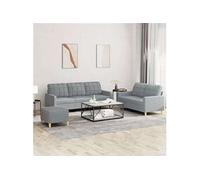 Vidaxl Ensemble De Canapés 3 Pcs Avec Coussins Gris Clair Tissu Gris