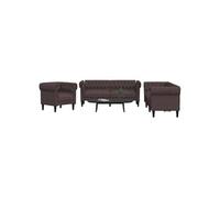 Vidaxl Ensemble De Canapés 3 Pcs Marron Foncé Tissu Marron