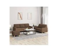 vidaXL Ensemble de canapés 3 pièces avec coussins – tissu marron