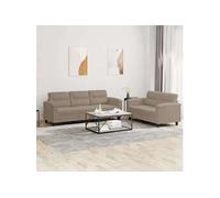 Ensemble de Canapés avec Coussins Sièges 2 pcs Taupe Tissu Microfibre vidaXL