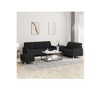 Canape droit 3 places en tissu noir 138 x 138 x 41 cm