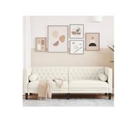 Canape droit 3 places en velours beige 74.5 x 194 x 70.5 cm