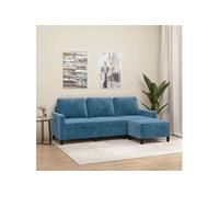 vidaXL Canapé à 3 places avec repose-pieds Velours Bleu 180 cm