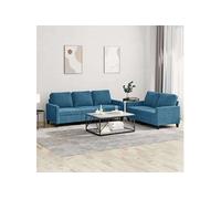 Ensemble de Canapés avec Coussins Sièges Salon Maison 2 pcs Bleu Velours vidaXL