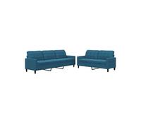 vidaXL Ensemble de canapés 2 pcs avec coussins Velours Bleu