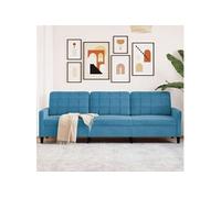 vidaXL Canapé 3 places Velours Bleu 210 cm