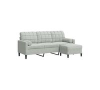 Canapé à 3 places avec repose-pieds Gris clair 180 cm Velours canapé vidaXL
