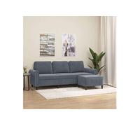 Canape droit 3 places en velours gris 60 x 212 x 41 cm