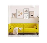 vidaXL Canapé Chesterfield avec traversins 3 Places Jaune Velours, canapé, canapé de Salon, canapé à Trois Places, canapé rembourré, sièges de Salon