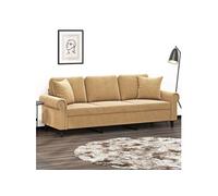 Canapé 3 places avec oreillers gris foncé 180 cm velours canapé vidaXL