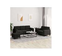 vidaXL Ensemble de canapés 3 pièces avec coussins velours noir