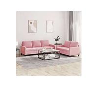 Vidaxl Ensemble De Canapés 2 Pcs Avec Coussins Rose Velours Rose