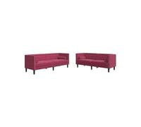 Canape droit vidaxl 3 places en velours rouge 74.5 x 174 x 70.5 cm rouge G
