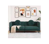 Canape droit 3 places en velours vert 77 x 193.5 x 70 cm