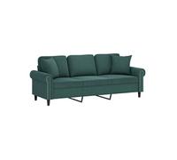 Vidaxl Canapé 3 Places Avec Oreillers Vert Foncé 180 Cm Velours Vert