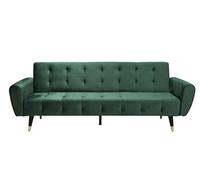 Canape droit 3 places en velours vert 83 x 219 x 83 cm
