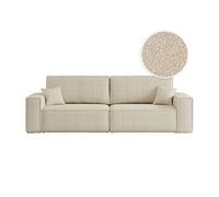 LOUNGITUDE Canapé Droit 3 Places Farah Convertible en Tissu Bouclette