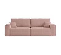 Canapé droit 3 places FARAH convertible en velours côtelé - Rose
