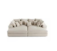 Canapé droit 4 places CALDERO BIS - assise profonde - velours côtelé grosse maille Beige