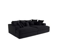 Canapé droit 4 places CALDERO BIS - assise profonde - velours côtelé grosse maille Noir