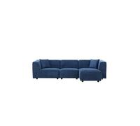 Canape droit 4 places en lin bleu 87 x 267 x 70 cm