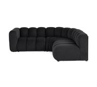 Canape droit 4 places en tissu noir 220 x 220 x 70 cm