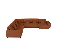 Garance - canapé modulable d'angle gauche - 8 places - en velours côtelé - Terracotta Terracotta