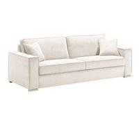 SORIAN - Canapé fixe 4 Places Velours Côtelé avec 2 Coussins Blanc - Altobuy Blanc