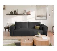 Canapé Droit BALI - 3 places - Canape Convertible avec Coffre - Tissu Velours Cotelé - Anthracite